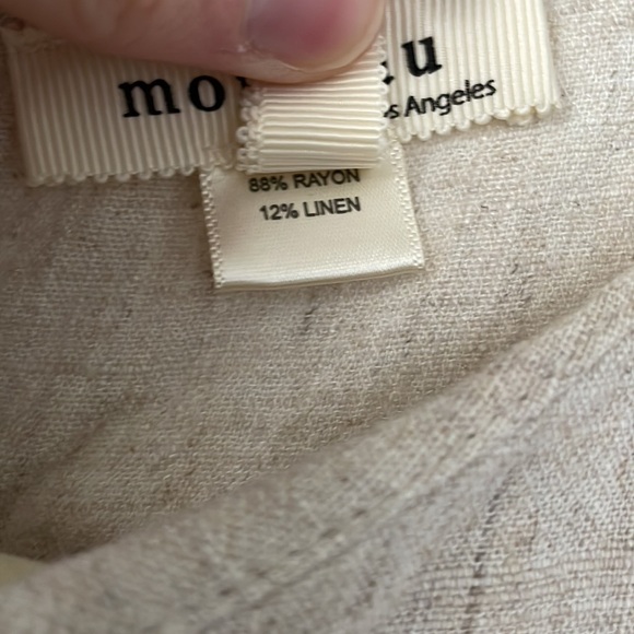 Linen blend midi dress with belt and slit - Picture 3 of 4